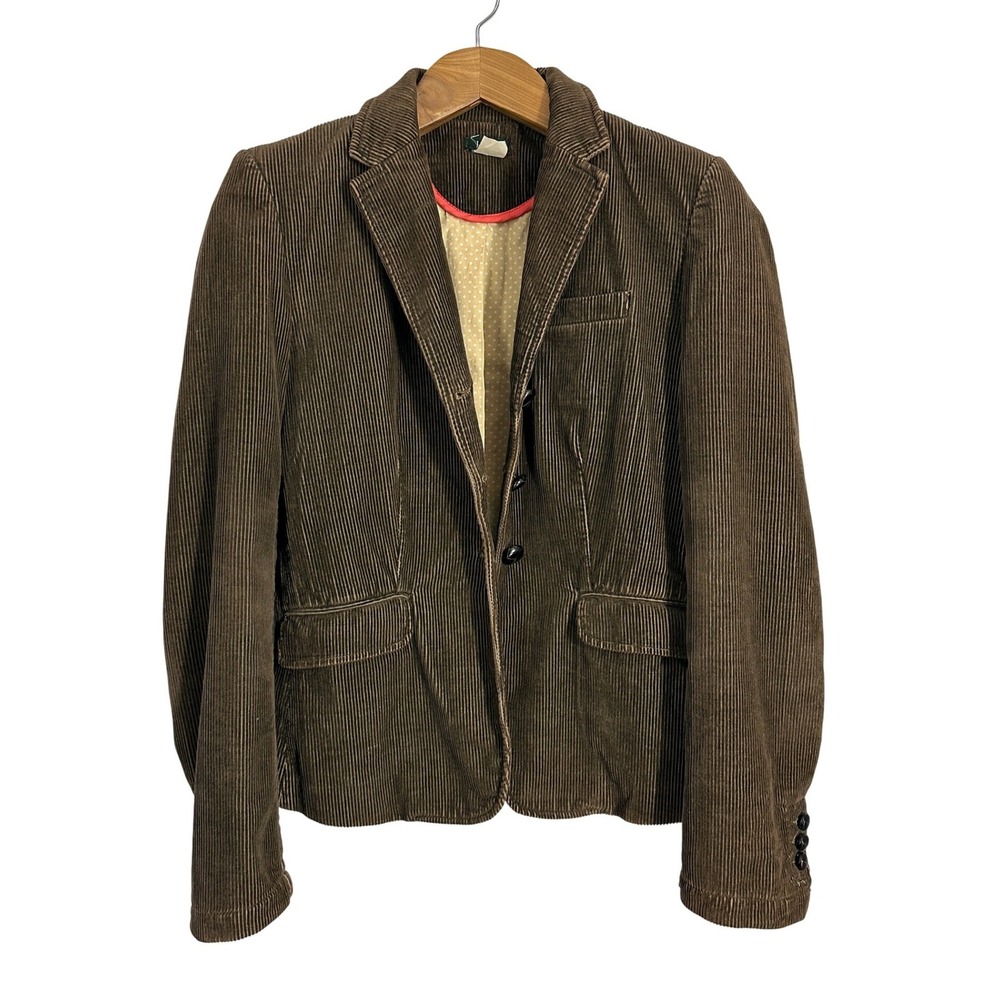 Y2K J. Crew Indie Cotton Brown Corduroy Blazer Women's Size 8 Prepppy